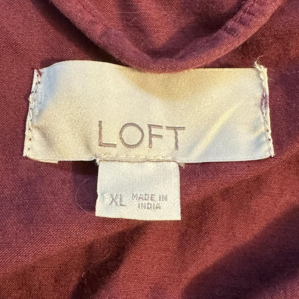 LOFT | Maroon Wine Utility Field Jacket Cinched Waist 100% Cotton Women's XL EUC - Picture 5 of 7